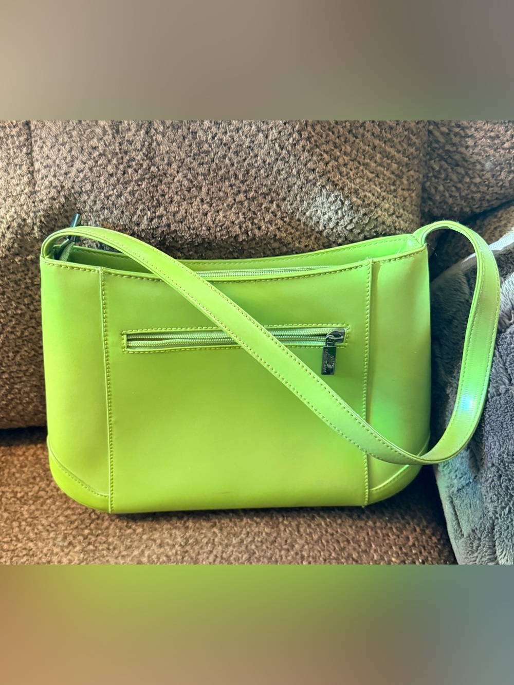 Chartreuse Green Daniella Moda handBag with back Zip Pocket
